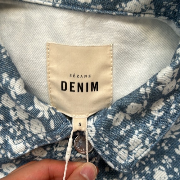 NWT sezane wilfrield jacket size S two tone blue flower print - Picture 4 of 14